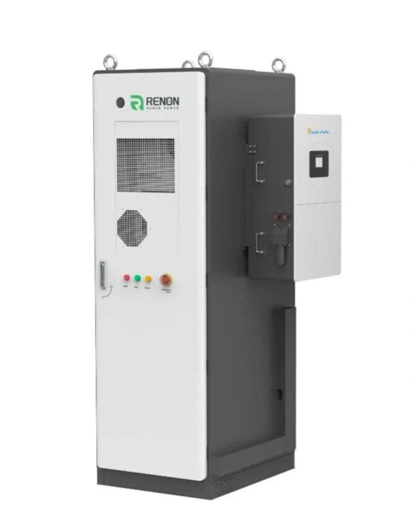 Renon Power battery cabinet paired with a Sol-Ark inverter